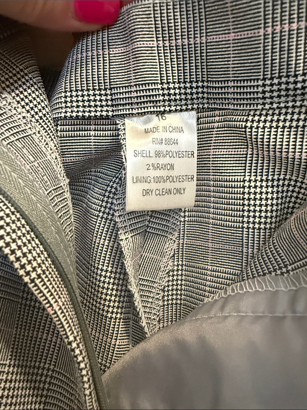 Emily Womens Gray Glen Plaid 2-Piece Pant Suit Size 16 Career Blazer Office Work - Picture 10 of 13